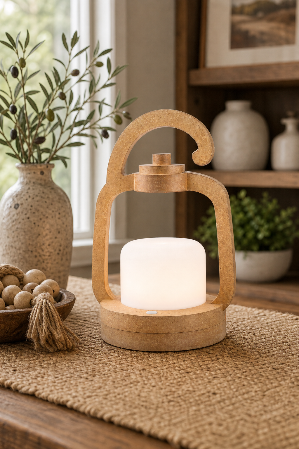 Emergency Light, Model: Timbarlight| Wooden Design Touch Emergency Lamp | Rechargeable Type-C LED Table Light with 6+ Hours Backup & Dimmable Control