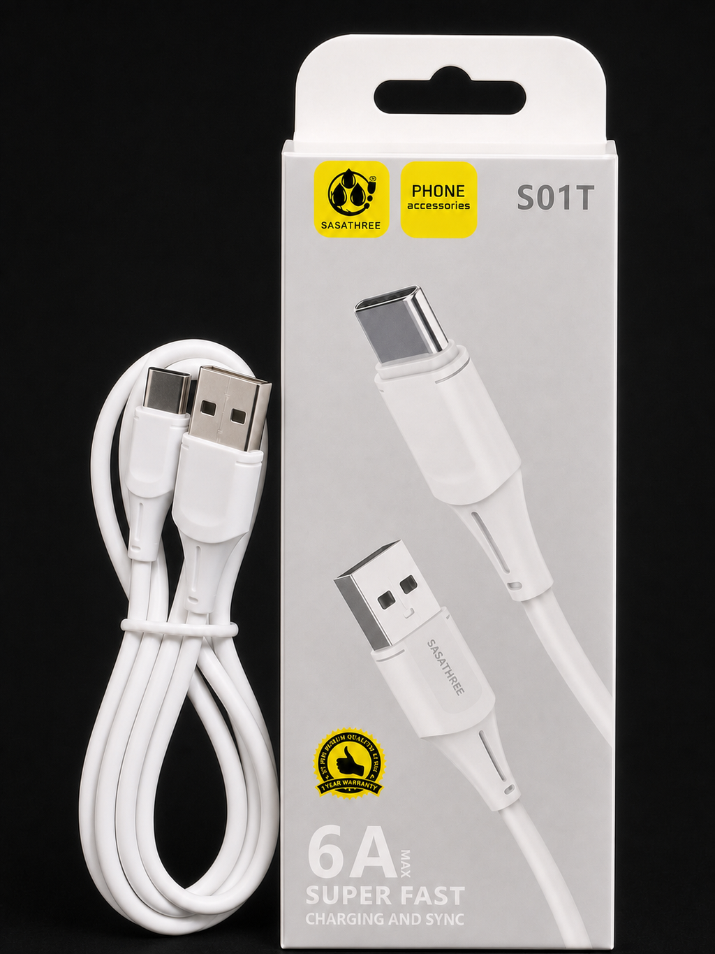 Type C Cable, 6A, Fast Charging 100 Pcs